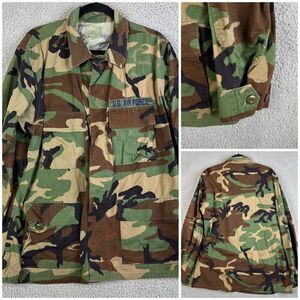 Woodland Camo Combat Ripstop Jacket Shirt Mens L Regular Hot Weather Air Force